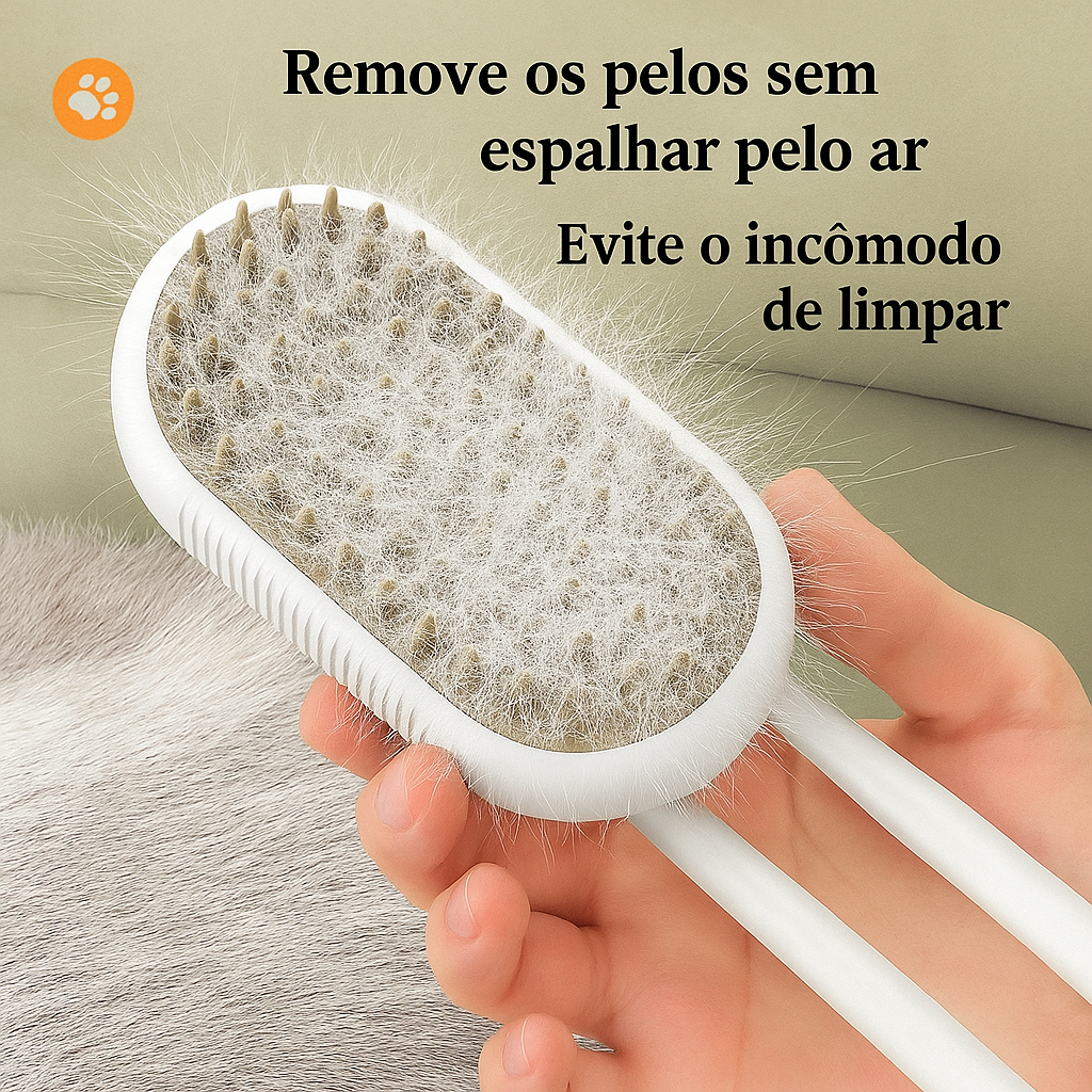 Escova A Vapor Para Gatos Cães 3 Em 1