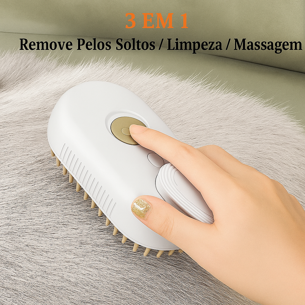 Escova A Vapor Para Gatos Cães 3 Em 1