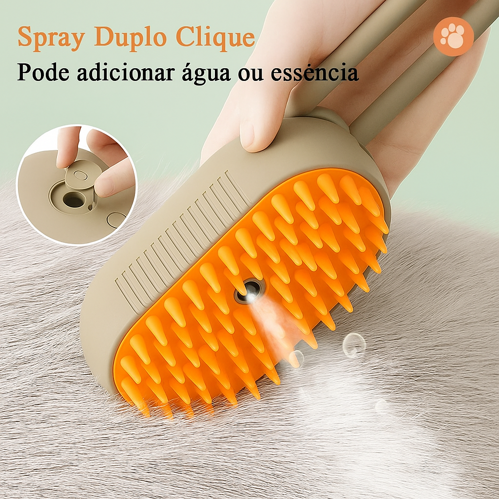 Escova A Vapor Para Gatos Cães 3 Em 1