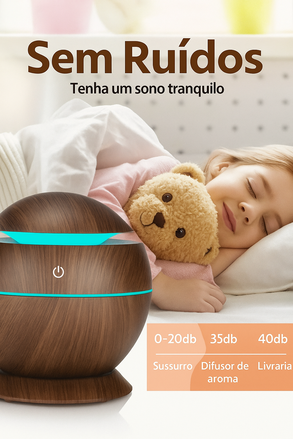 Umidificador e Aromatizador Ultrassônico USB Mini